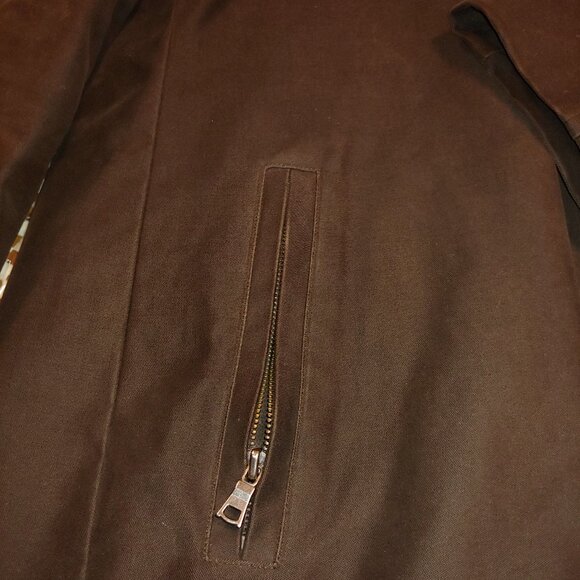 Cotton Twill Insulated Classy Coat - Size Large  - Color Brown - Picture 8 of 12